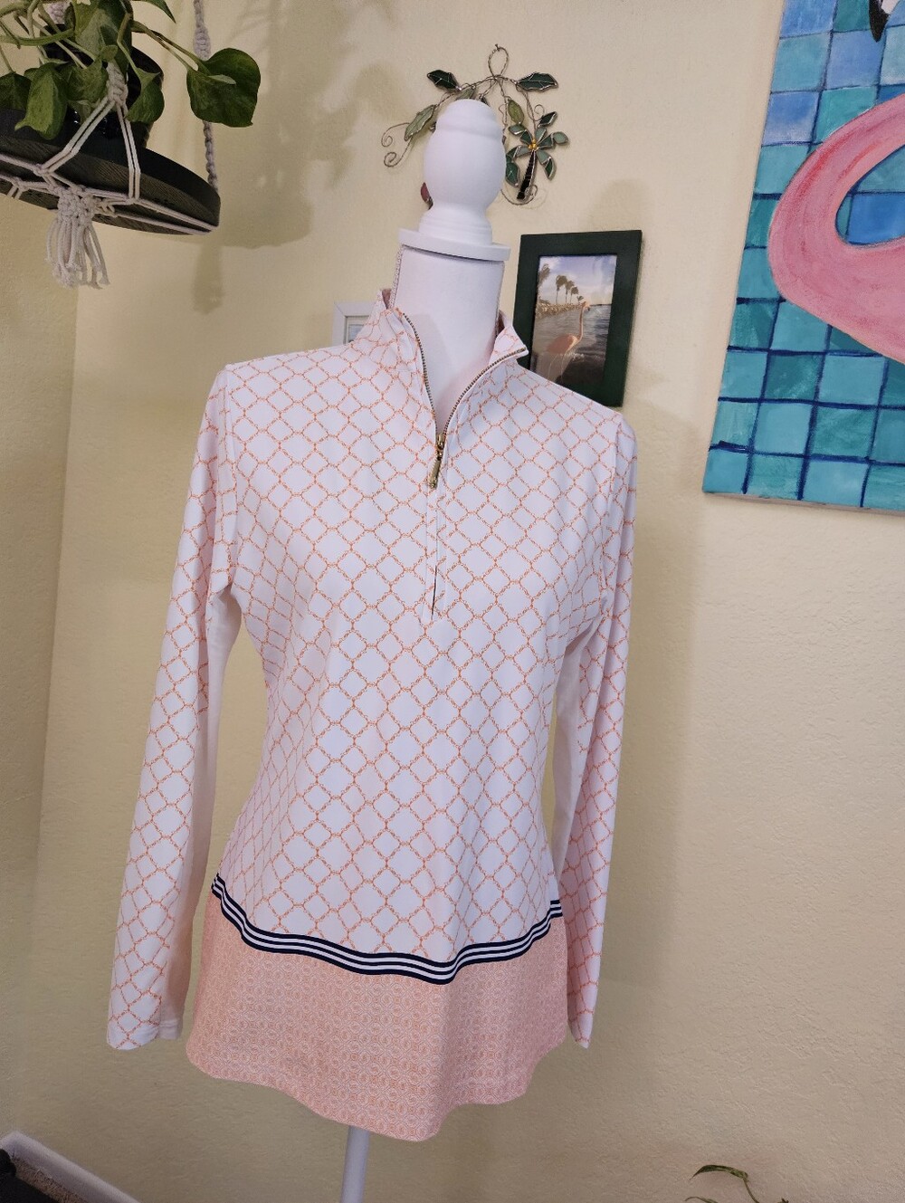 Cabana life fisher island wicking performance zip top Sz Med
